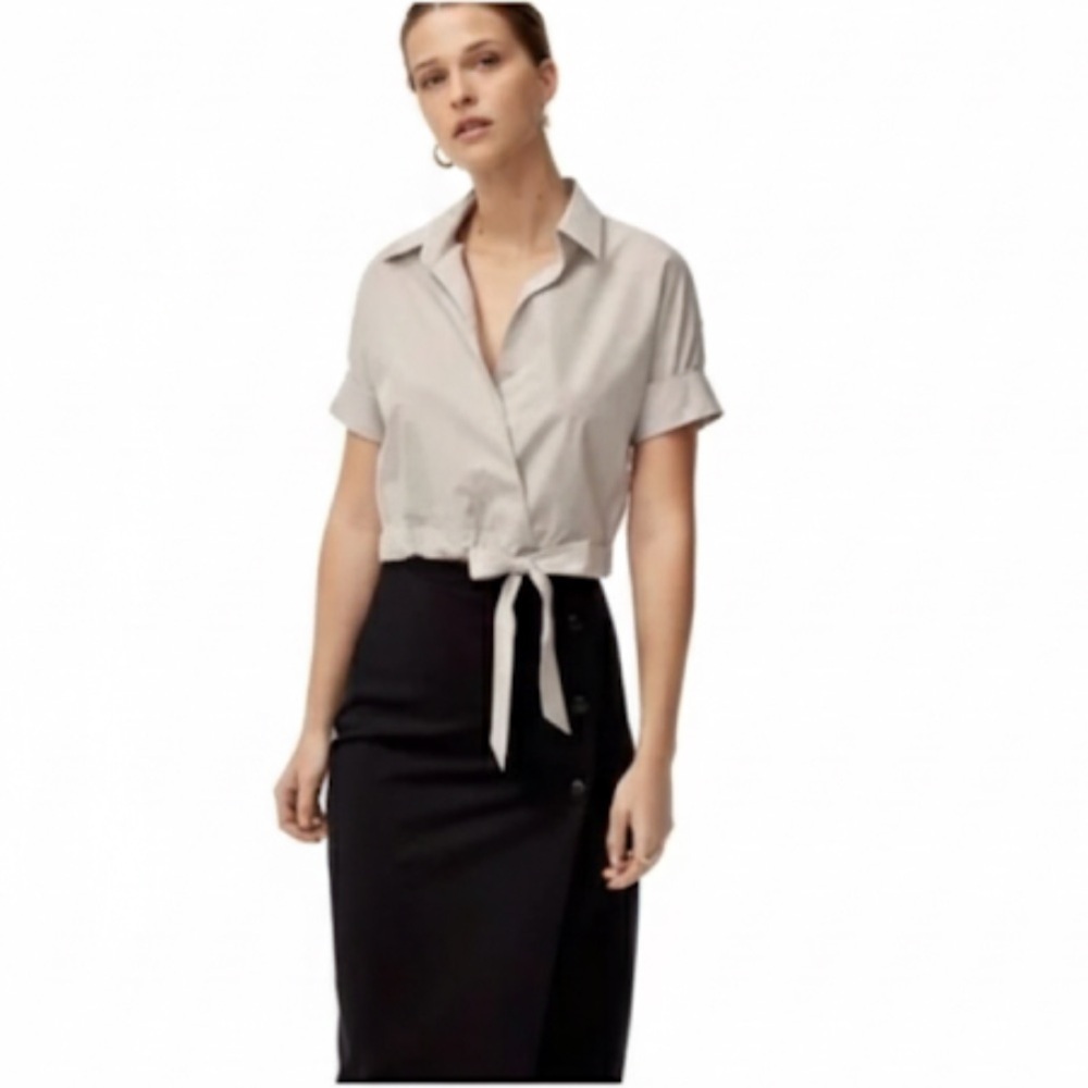 Aritzia Babaton “Ozana” Faux Wrap Striped Blouse Size Small New Without Tags!